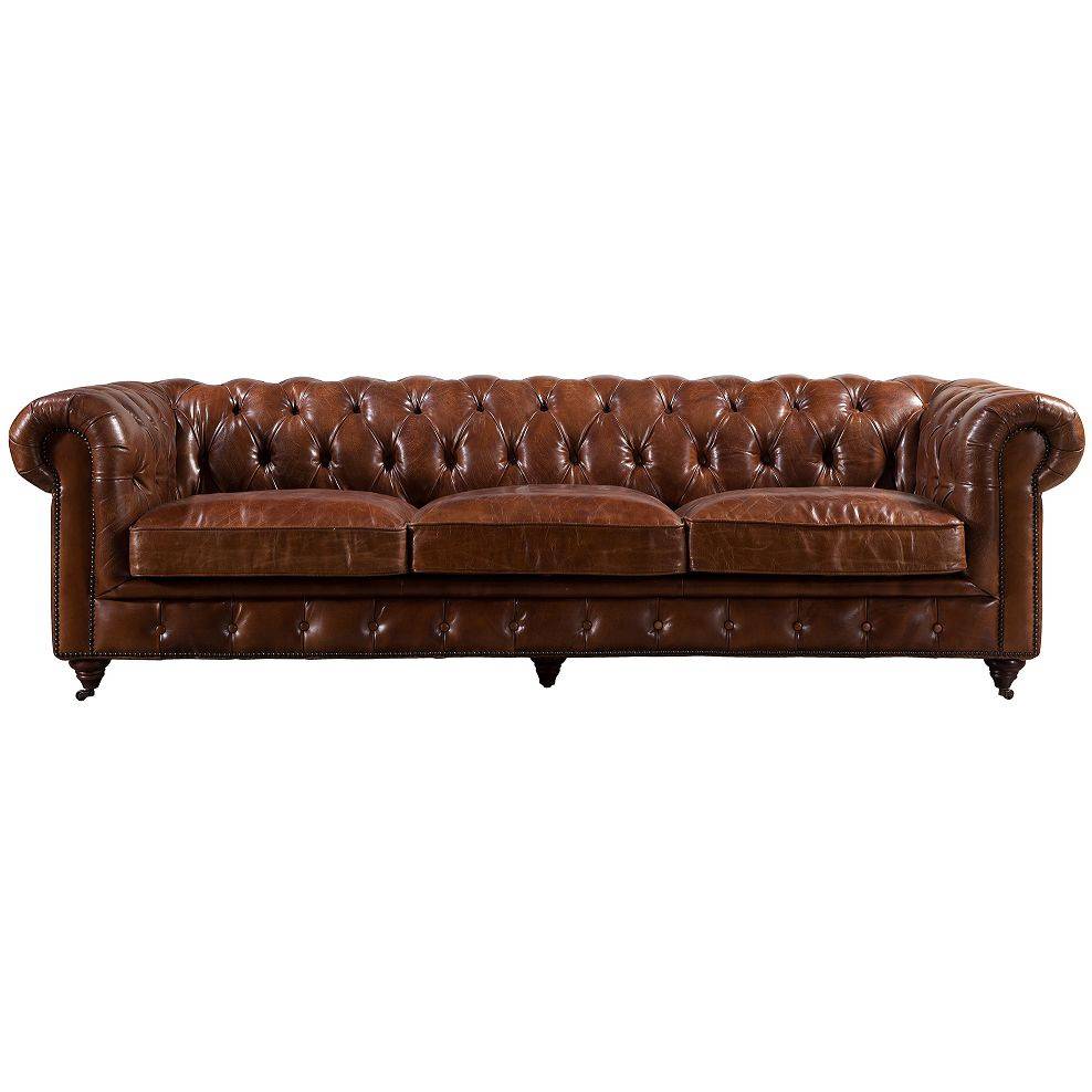 Top Grade Vintage Chesterfield Style Full Leather Settee Furniture